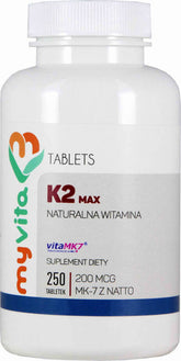 Vitamin K2 MK - 7 K2 MK7 max 200mcg mit Natto K2MK7 250 Tabletten MYVITA